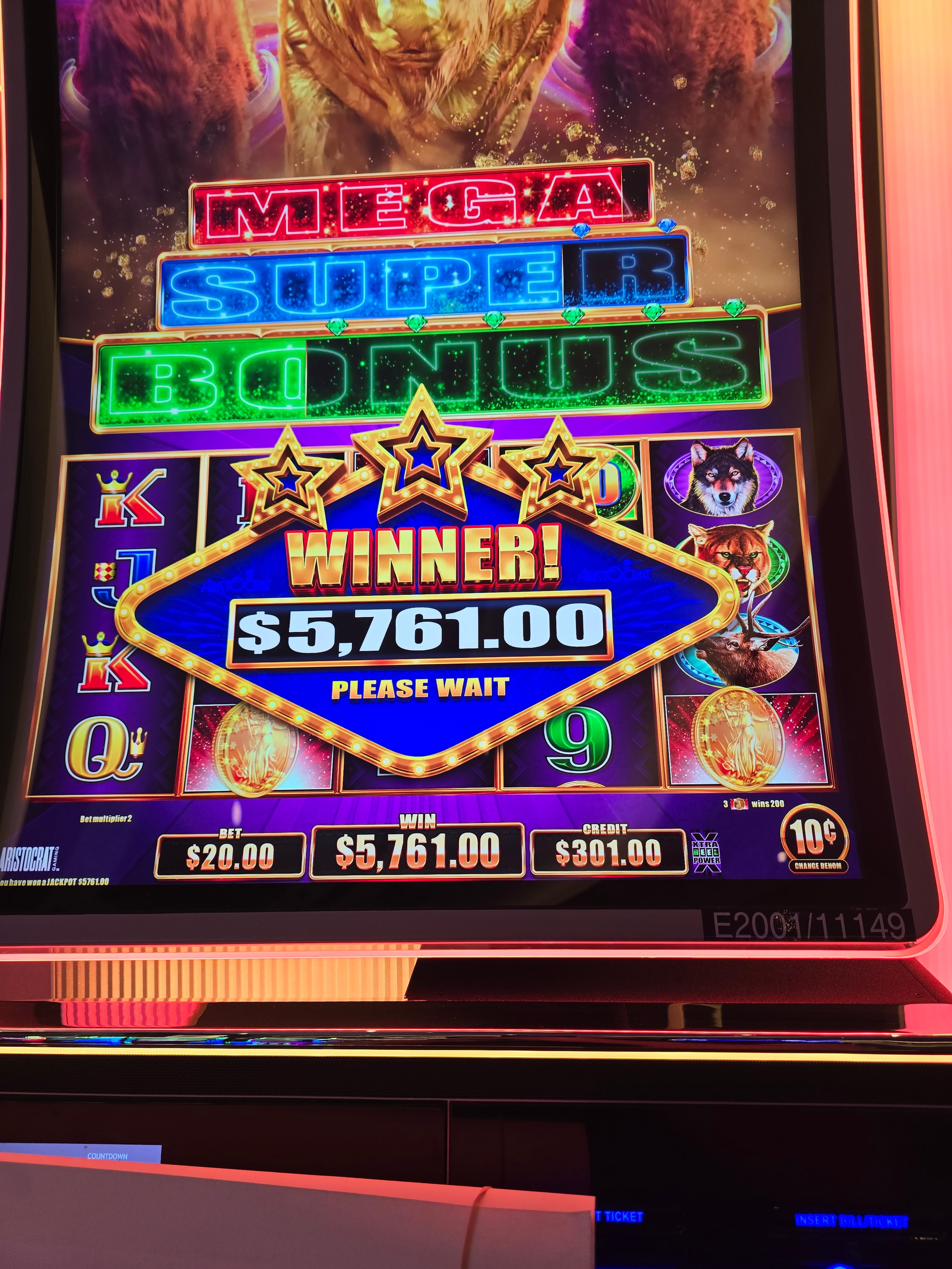 Xtra Reel Power super mega bonus winner showing $5,761.00